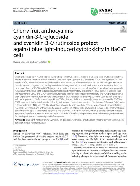 PDF Cherry Fruit Anthocyanins Cyanidin 3 O Glucoside And Cyanidin 3 O