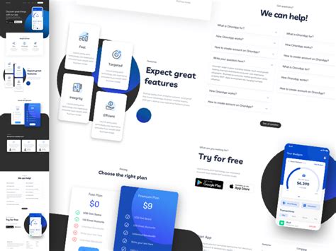 Budget App Landing Page Concept Sketch Freebie Download Free Resource