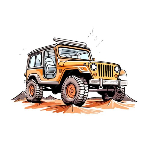 Premium Vector | Hand drawn cartoon jeep on a white background