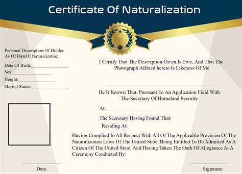 Sample of Naturalization Certificate | Certificate Of