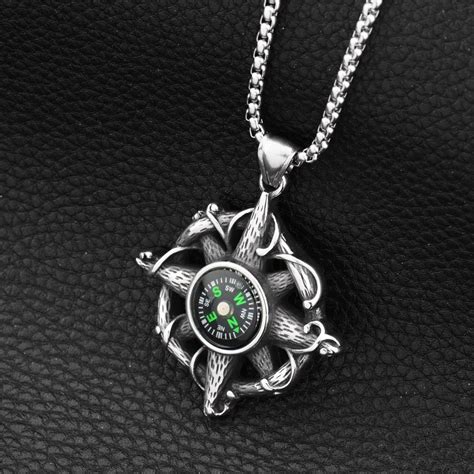 2018 New Hiphop Goofan Magic Compass Pendant Necklace Stainless Steel