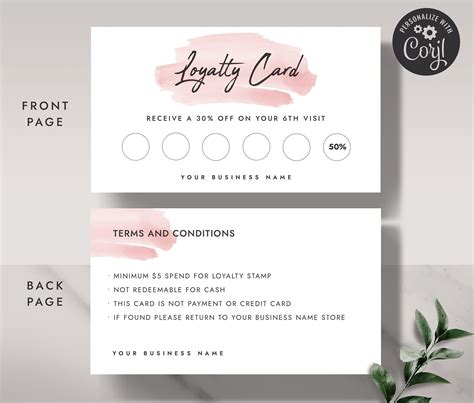 Printable Loyalty Card Beauty Loyalty Card Template Editable Etsy