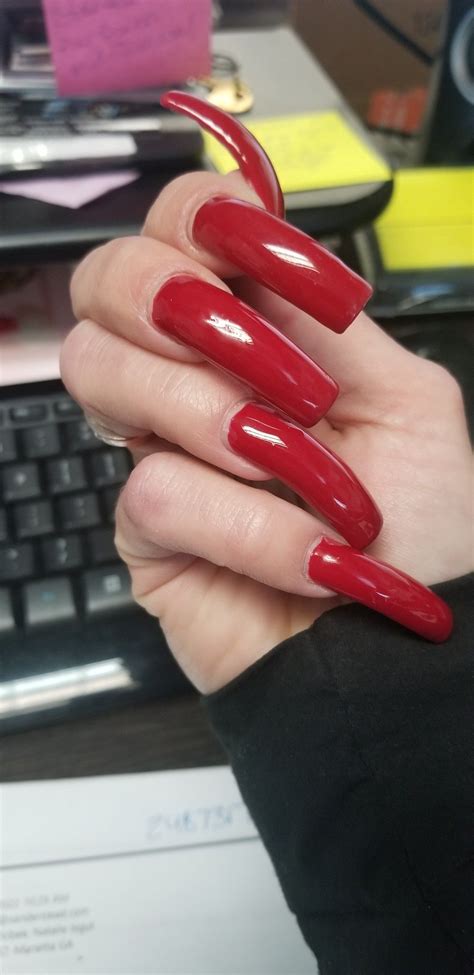 Pin By Jeff Parker On Curved Nails Long Red Nails Red Nails Curved