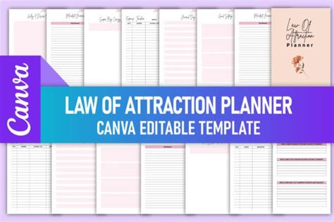 Law Of Attraction Planner Canva Template Graphic By Rahimaartwork077 · Creative Fabrica