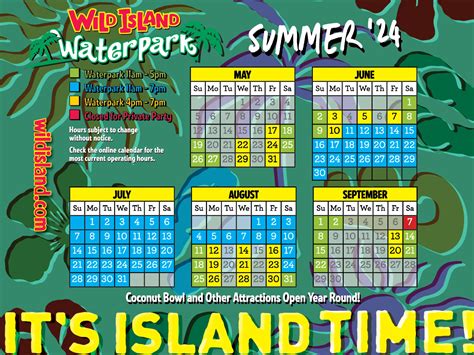 Calendar/Hours - Wild Island