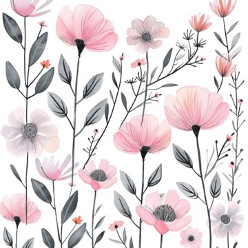 Pink Pastel Vi Flower Doodle Flower Floral Doodle PNG Transparent