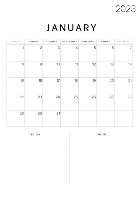 Minimalist 2023 Printable Calendar, Sunday Start, Instand Download PDF ...