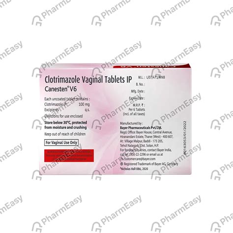 Buy Canesten 100 MG Vaginal Tablet 6 Online At Flat 15 OFF PharmEasy