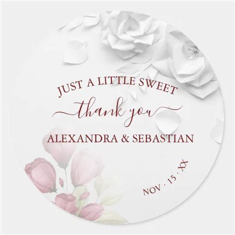 Floral Wedding Thank You Classic Round Sticker Zazzle