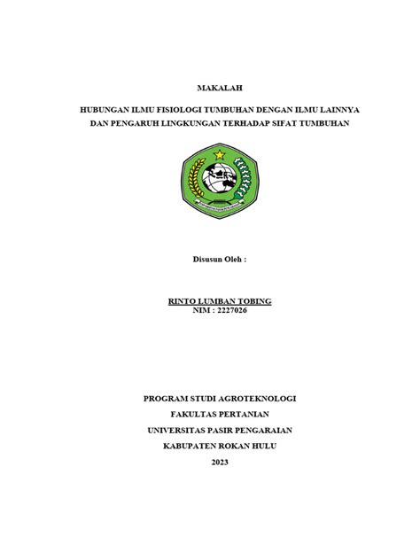 Hubungan Ilmu Fisiologi Tumbuhan Dengan Ilmu Lainnya Dan Pengaruh