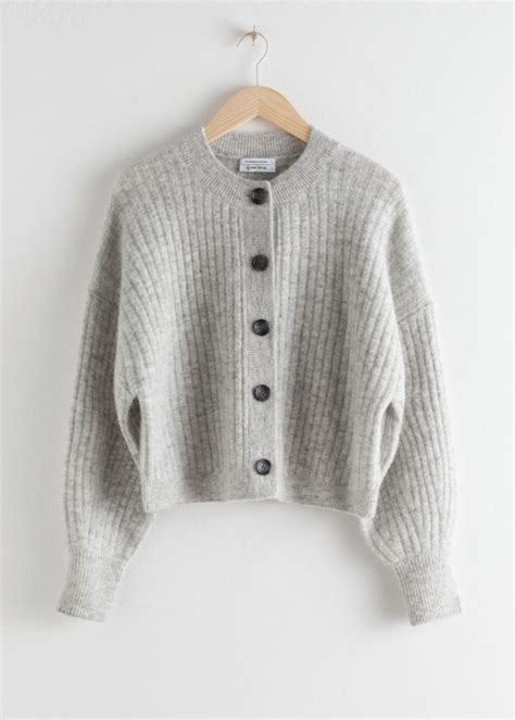 Oversized Ribbed Crewneck Cardigan Cardigan Rib Knit Cardigan Clothes