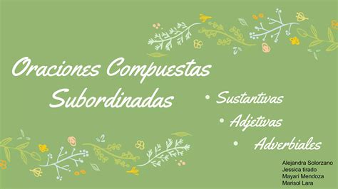 Oraciones Compuestas Subordinadas Ppt