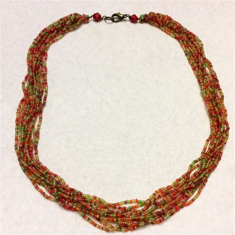 Vintage Glass Multi Strand Multi Colored Beads Necklace Etsy