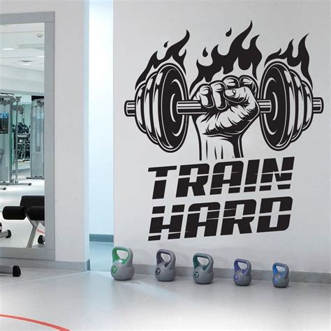 Train Hard Motivational Quote Gym Wall Decal Fitness Workout Wall Decal