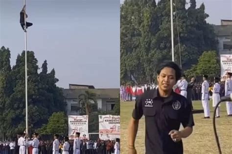 Viral Aksi Pria Panjat Tiang Bendera Gegara Tali Pengait Putus Saat