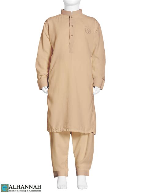 Boys Salwar Kameez With Embroidery Tan Ch575 Alhannah Islamic