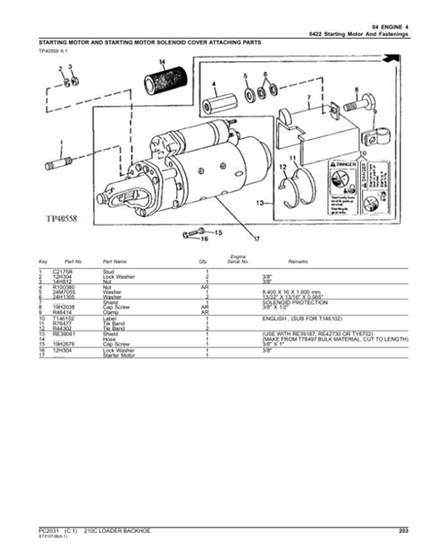 John Deere 210C Backhoe Loaders Parts Catalog Manual PC2031