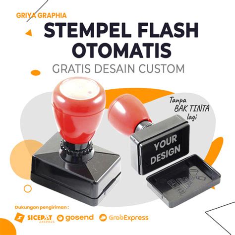 Jual Stempel Otomatis Flash Desain Custom Cetak Kilat Kecil 1 Warna