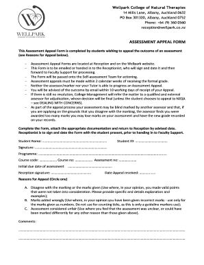 Fillable Online Wellpark Co Assessment Appeal Form Wellpark Co Nz Fax