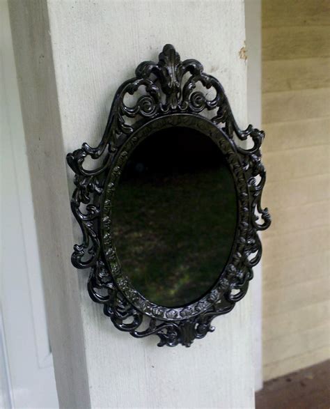 Black Scrying Mirror In Vintage Filigree Frame