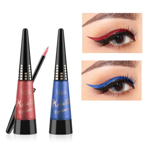 6 Color Glitter Eyeliner Liquid Eye Liner Waterproof Red Blue Bright ...