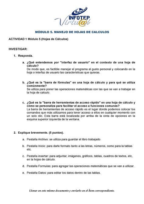 Actividad Modulo M Dulo Manejo De Hojas De Calculos Actividad