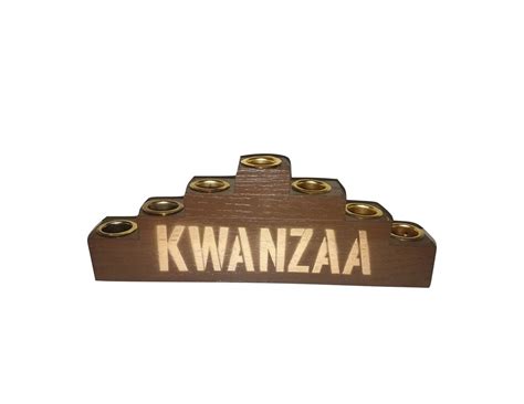 "Kwanzaa" Kinara - Traditional Brown Wooden Kinara with Gold Finish