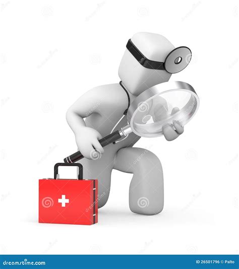 Medic with Magnifying Glass Exploration Something Stock Illustration