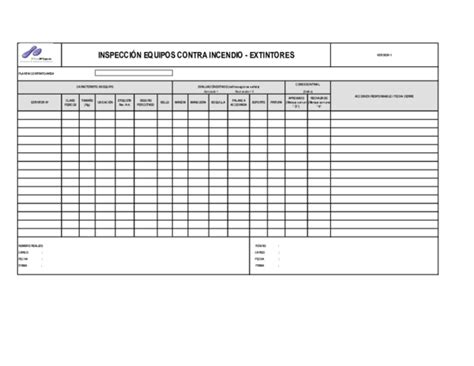 Xls 09 Formato Registro De Inspección De Extintores Rev 0