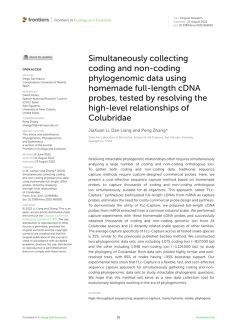 PDF Simultaneously Collecting Coding And Non Coding Phylogenomic Data