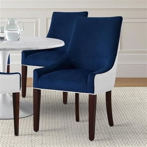 Jolie Upholstered Navy Blue And White Fabric Dining Chair 8033 10