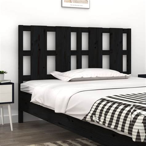 Bed Headboard Black 140 5x4x100 Cm Solid Wood Pine