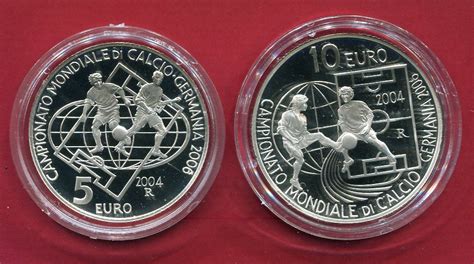 San Marino 5 Euro 10 Euro Silbermünzen 2004 FIFA