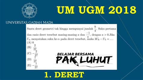 Utulugm Matematika Ipa Utul Ugm No Deret Youtube