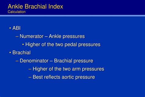 Calculating Ankle Brachial Index