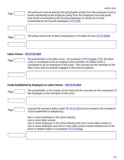 Form Lac005 Download Fillable Pdf Or Fill Online Group Life Insurance Checklist Texas