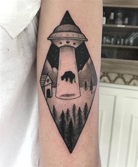 Ufo Tattoo Design By Jakob Holst Rasmussen Cow Tattoo Tattoo Arm Cool