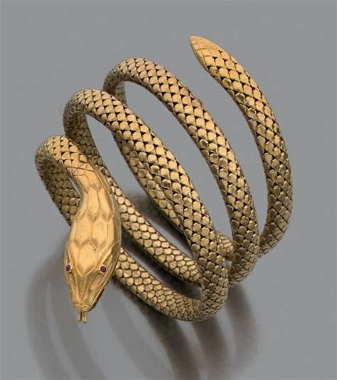 Bracelet Serpent En Or Jaune K Articul Et Tress Maille Caille