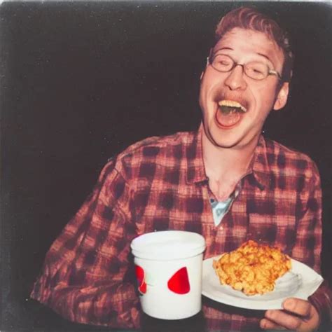 Polaroid Photo Of The Happiest Man In The World Eating Stable