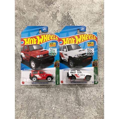 Jual Hot Wheels Mitsubishi Pajero Evolution Factory Sealed FS Merah Putih Mud Studs