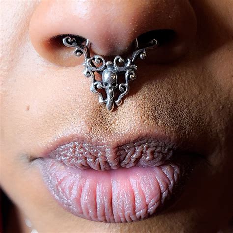 Skull and Lace Septum Piercing, Gothic, Goth, Ornate, Statement, Witchy ...