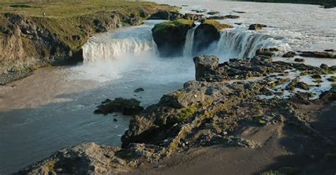 Iceland Landscape Drone View of Godafoss Waterfall, Stock Video ...