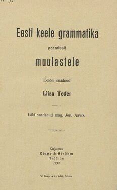 Eesti Keele Grammatika Peamiselt Muulastele Pdf