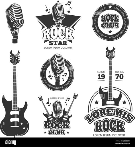 Vintage Rock And Roll Music Vector Labels Emblems Badges Sticker