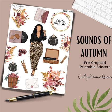 Fall Printable Stickers Autumn Planner Stickers Music Themed Etsy