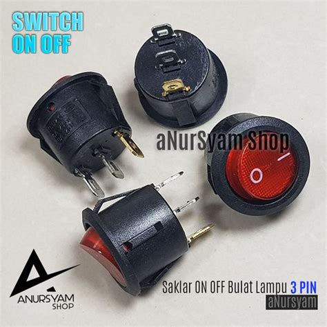 Jual Saklar On Off Lampu Bulat Merah Pin Rocker Switch Lampu On Off