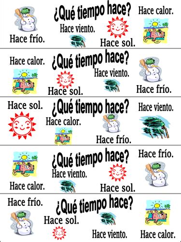 Spanish Weather Bookmarks Que Tiempo Hace Teaching Resources