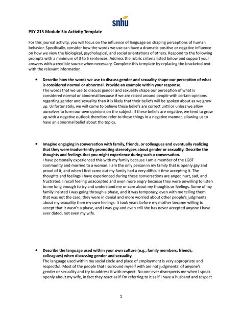 6 2 Assignment 6 2 PSY 215 Module Six Activity Template For This