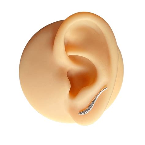 Wellen Ear Climber 925 Sterling Silber gehämmert Ohrstecker Ohrklemme 295