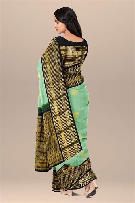 Traditional Korvai Border With Elephant Motif Soft Green Kanchipuram S Sundari Silks